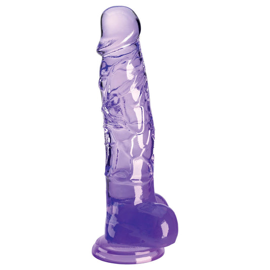 King Cock Clear 8'' Cock with Balls – Purple