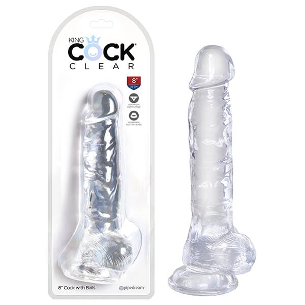 King Cock 8'' Cock with Balls – Clear