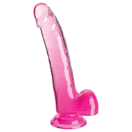 King Cock Clear 9'' Cock with Balls – Pink