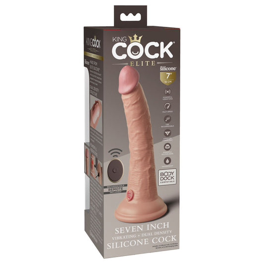 King Cock Elite 7'' Vibrating Dual Density Cock with Remote
