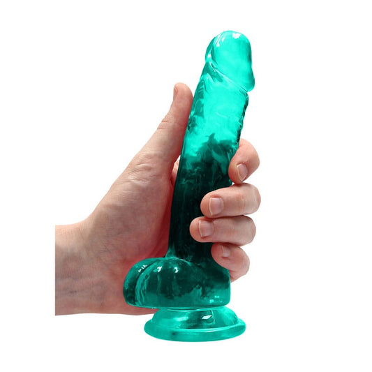 RealRock 7'' Realistic Dildo With Balls – Turquoise