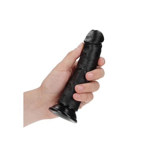 REALROCK Realistic Regular Curved Dildo with Suction Cup - 15.5 cm – Black