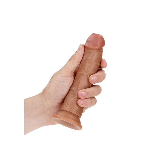 REALROCK Realistic Regular Curved Dildo with Suction Cup - 15.5 cm – Tan