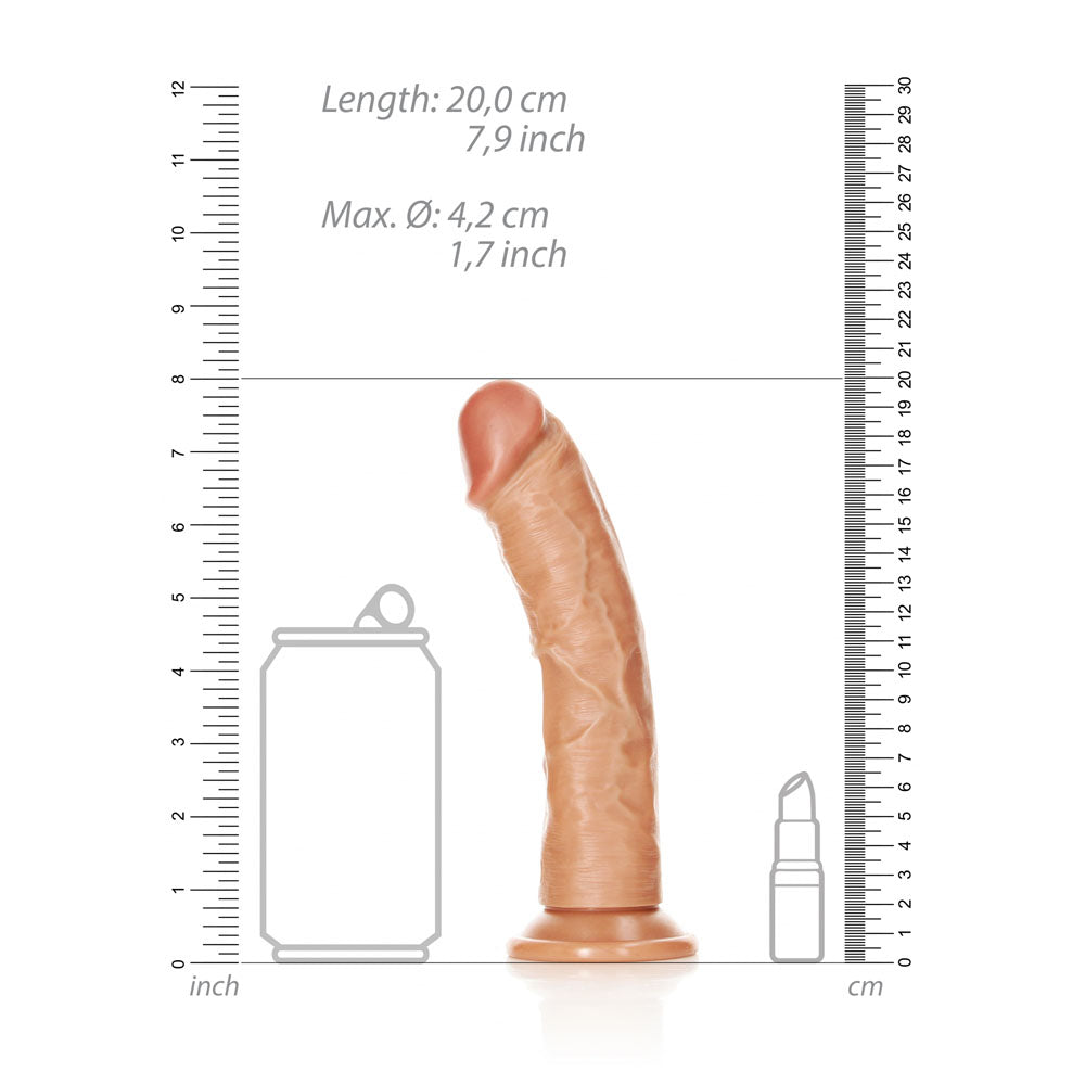 REALROCK Realistic Regular Curved Dildo with Suction Cup - 18 cm – Tan