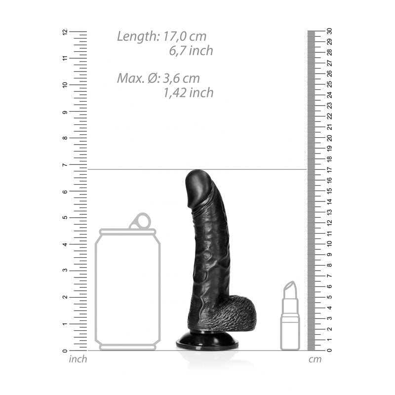 REALROCK Realistic Regular Curved Dong with Balls - 15.5 cm – Black