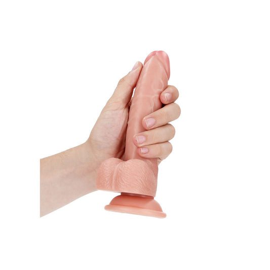 REALROCK Realistic Regular Curved Dong with Balls - 18 cm – Flesh
