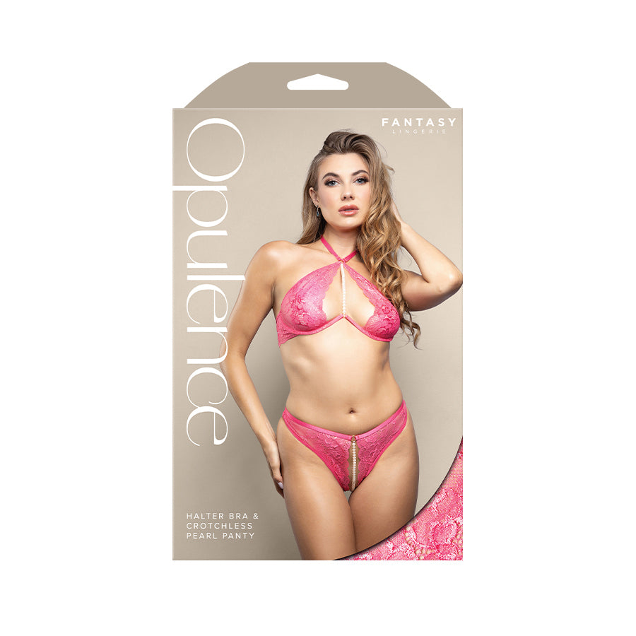OPULENCE Halter Bra & Crotchless Pearl Panty ML - M/L Size