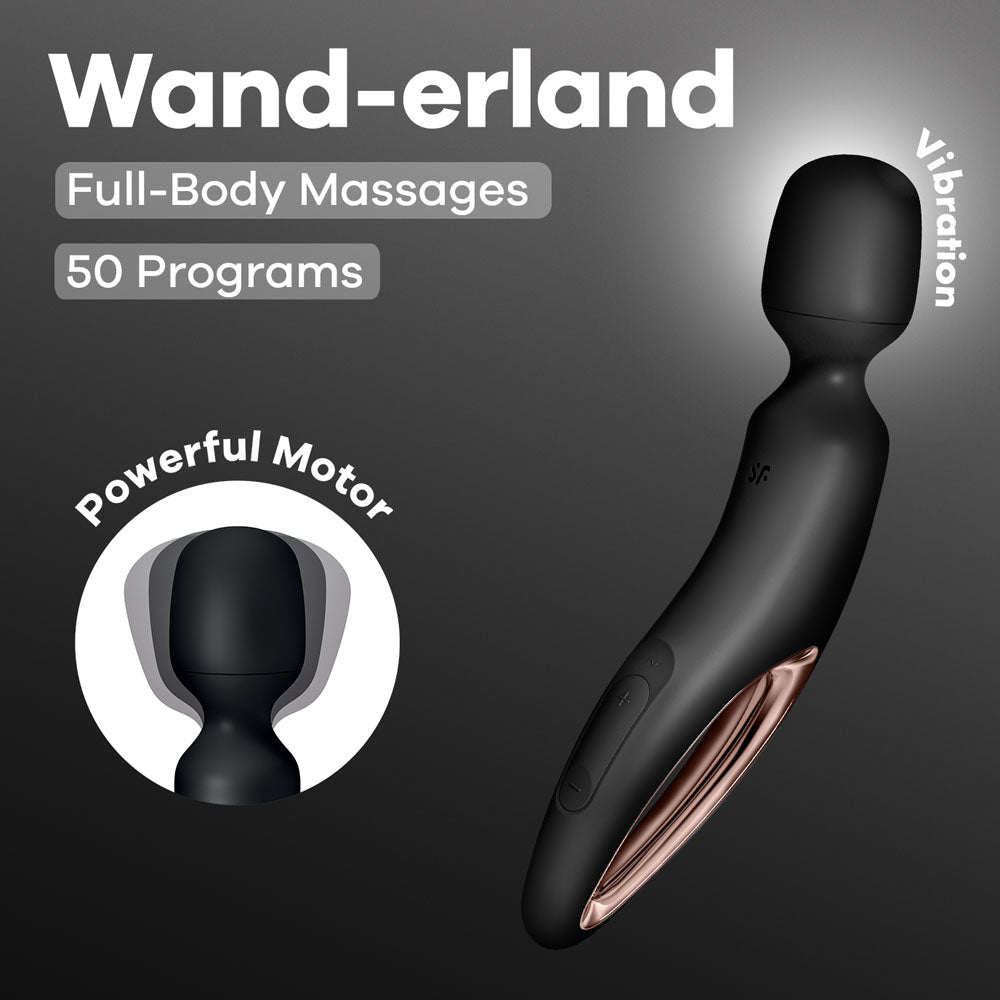 Satisfyer Wand-erland - /Rose Gold USB Rechargeable Massage Wand – Black