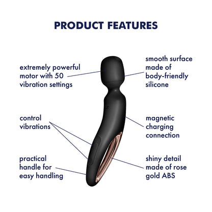 Satisfyer Wand-erland - /Rose Gold USB Rechargeable Massage Wand – Black