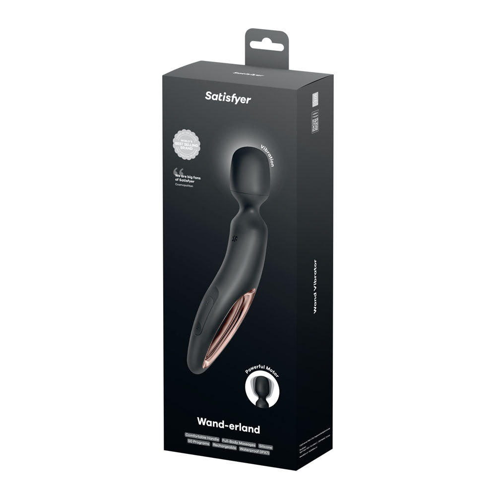 Satisfyer Wand-erland - /Rose Gold USB Rechargeable Massage Wand – Black