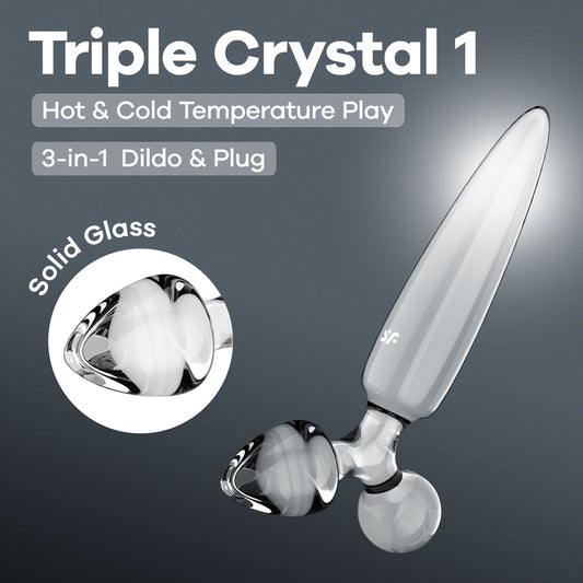 Satisfyer Triple Crystal 1 - Glass 3-in-1 Butt Plug – Clear