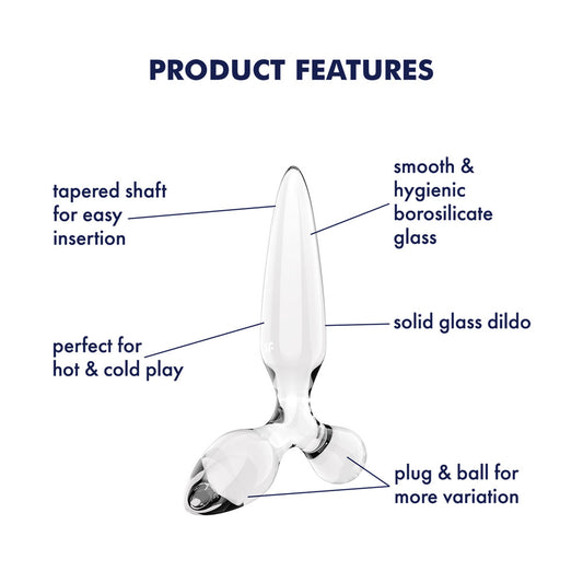 Satisfyer Triple Crystal 2 - Glass 3-in-1 Butt Plug – Clear