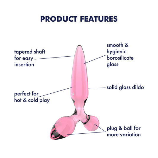 Satisfyer Triple Crystal 2 - Glass 3-in-1 Butt Plug – Pink