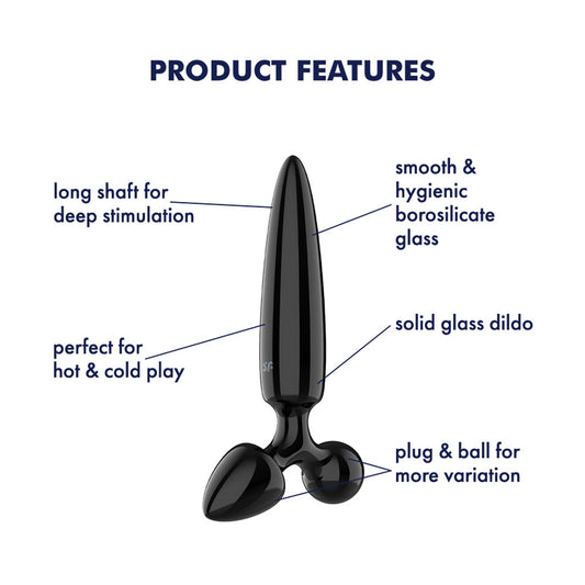 Satisfyer Triple Crystal 1 - Glass 3-in-1 Butt Plug – Black