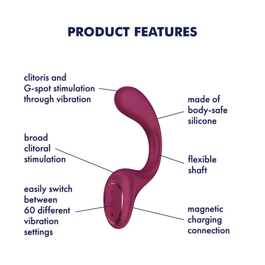 Satisfyer G For Goddess 2 - Wine - Wine 18.8 cm USB Rechargeable Vibrator with Clit Stim
