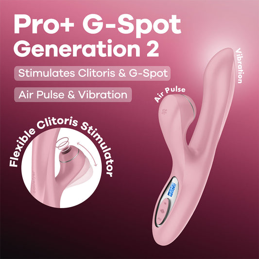 Satisfyer Pro + G-Spot - Rose 22 cm USB-C Rechargeable Rabbit Vibrator with Touch-Free Clitoral Stimulator