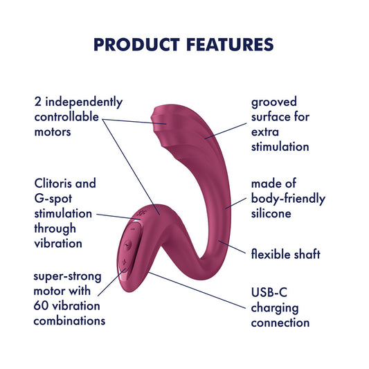 Satisfyer G For Goddess 3 - Wine - Wine 16 cm USB-C Rechargeable Vibrator with Clit Stim