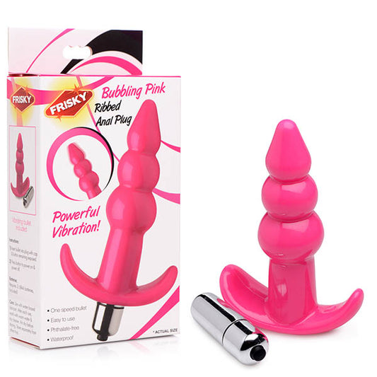 Frisky Ribbed Vibrating Butt Plug - 10.9 cm Vibrating Butt Plug