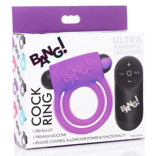 Bang! Silicone Cock Ring & Bullet - USB Rechargeable Vibrating Cock Ring with Wireless Remote