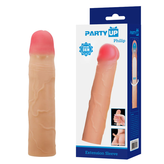 Party Up PHILIP 3 Inch Extender Sleeve - 3 Inch Penis Extender Sleeve
