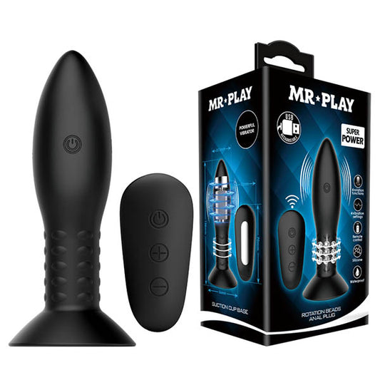 MR PLAY Rotation Beads Anal Plug - USB Rechargeable Beaded Butt Plug with Wireless Remote
