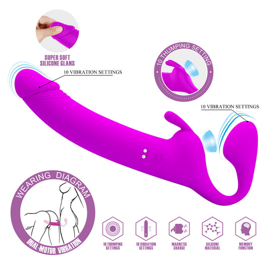 Party Up OLIVER Strapless Strap-On - 28.3 cm USB Rechargeable Strapless Strap-On