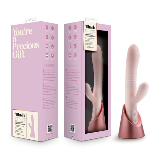 Blush - Fraya - 24.1 cm USB Rechargeable Thrusting Rabbit Vibrator