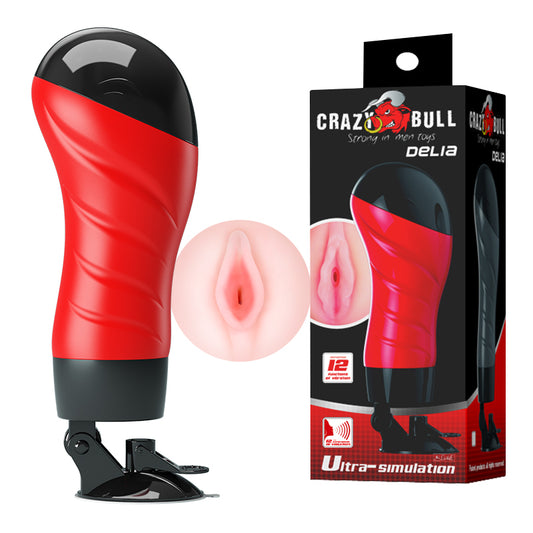 CRAZY BULL DELIA Vibrating Stroker - Vibrating Vagina Stroker with Suction Base