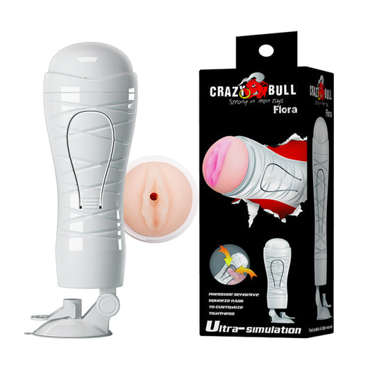 CRAZY BULL Flora Stroker - Squeezable Vagina Stroker with Suction Base