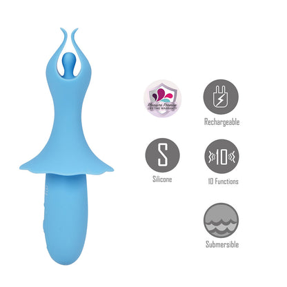 Maia SIENNA - 15.2 cm USB Rechargeable Fluttering Bullet – Blue