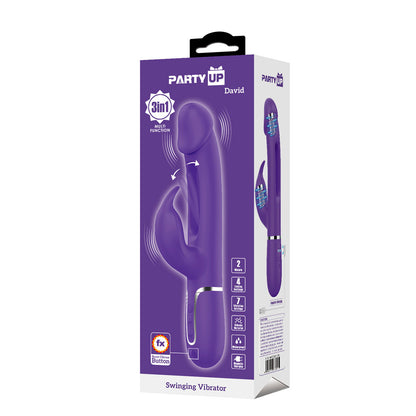 Party Up DAVID Swinging Vibe - 23.2 cm USB Rechargeable Rabbit Vibrator with Flicking Arm