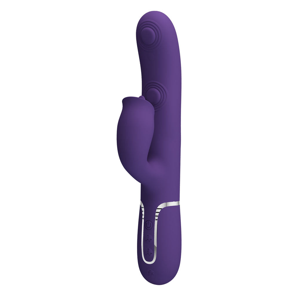 Party Up ALAN Dual Motor Vibrator - 22.8 cm USB Rechargeable Vibrator with Licking Clit Stimulator and Thumping Shaft