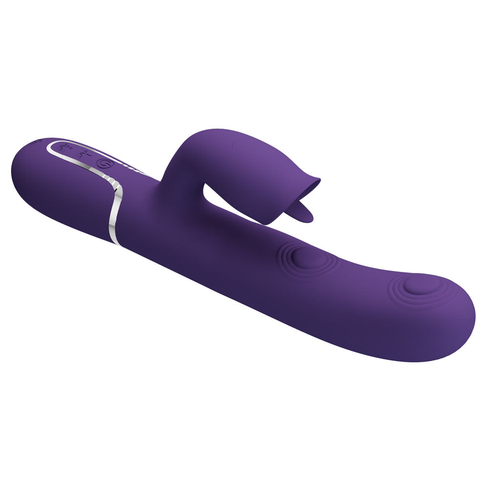 Party Up ALAN Dual Motor Vibrator - 22.8 cm USB Rechargeable Vibrator with Licking Clit Stimulator and Thumping Shaft