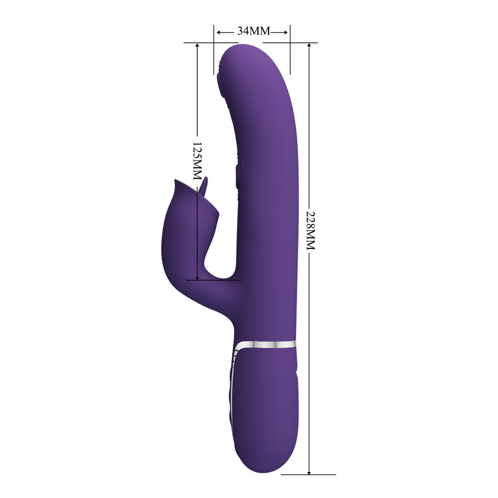 Party Up ALAN Dual Motor Vibrator - 22.8 cm USB Rechargeable Vibrator with Licking Clit Stimulator and Thumping Shaft