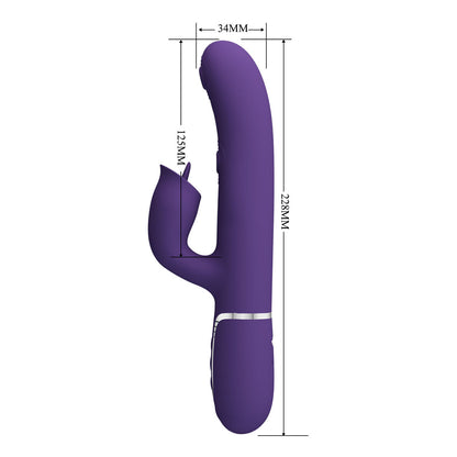 Party Up ALAN Dual Motor Vibrator - 22.8 cm USB Rechargeable Vibrator with Licking Clit Stimulator and Thumping Shaft