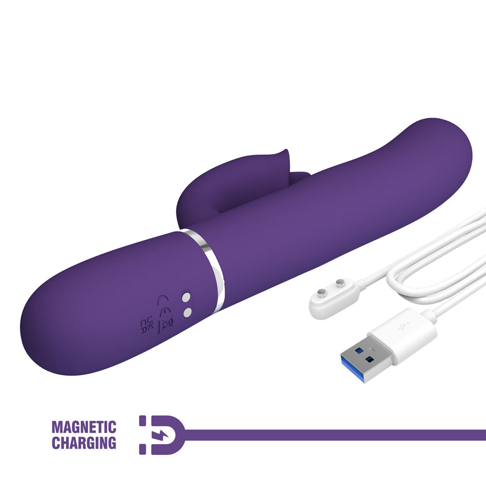 Party Up ALAN Dual Motor Vibrator - 22.8 cm USB Rechargeable Vibrator with Licking Clit Stimulator and Thumping Shaft