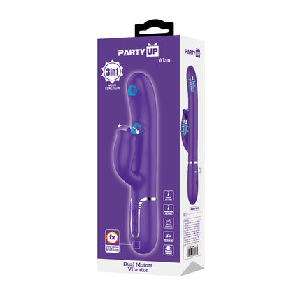 Party Up ALAN Dual Motor Vibrator - 22.8 cm USB Rechargeable Vibrator with Licking Clit Stimulator and Thumping Shaft