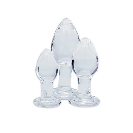 Clarity - Utopian Trinity - Glass Butt Plugs - Set of 3 Sizes