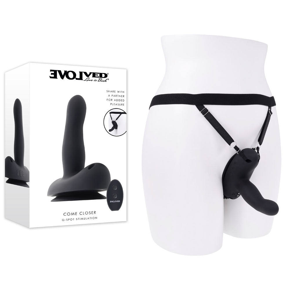 Evolved COME CLOSER - USB Rechargeable Vibrating Strap-On with Remote