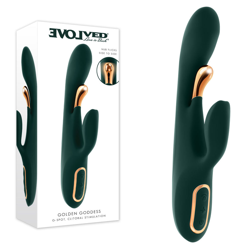 Evolved GOLDEN GODDESS - USB Rechargeable Rabbit Vibrator with G-Spot Flicker