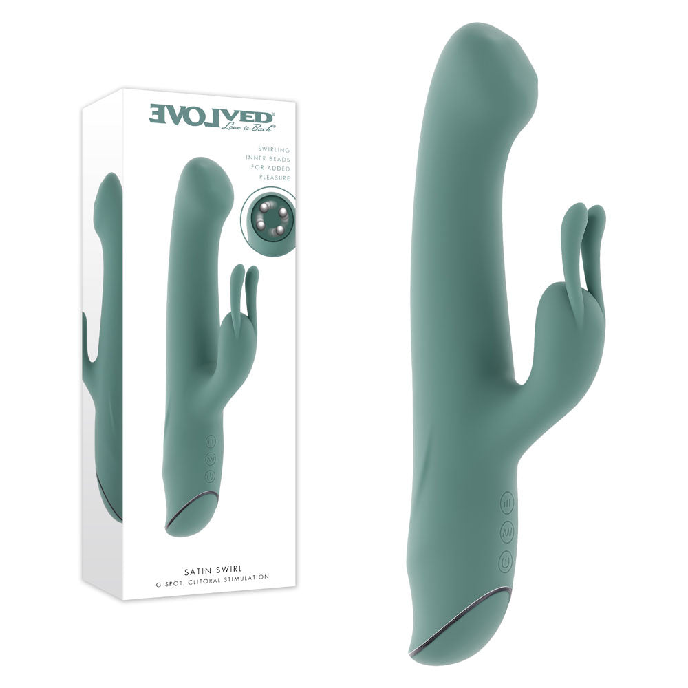Evolved SATIN SWIRL - 23 cm USB Rechargeable Rabbit Vibrator with Swirling Head