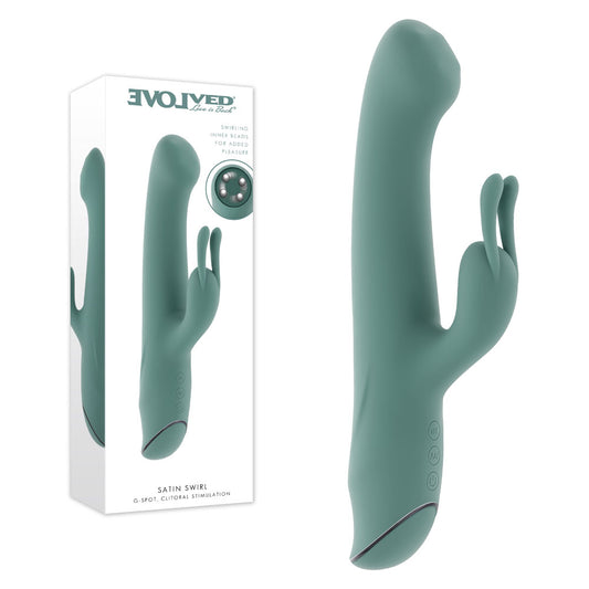 Evolved SATIN SWIRL - 23 cm USB Rechargeable Rabbit Vibrator with Swirling Head