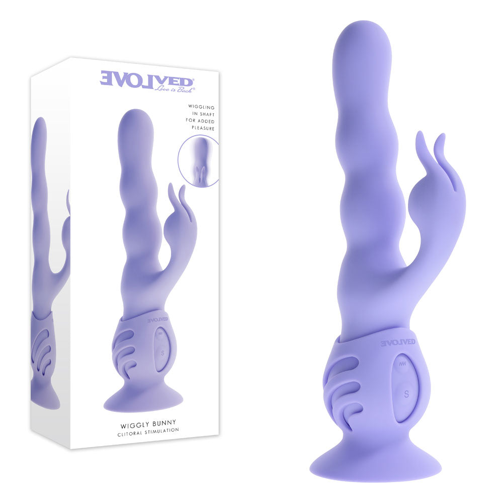 Evolved WIGGLY BUNNY - USB Rechargeable Rabbit Vibrator with Suction Base