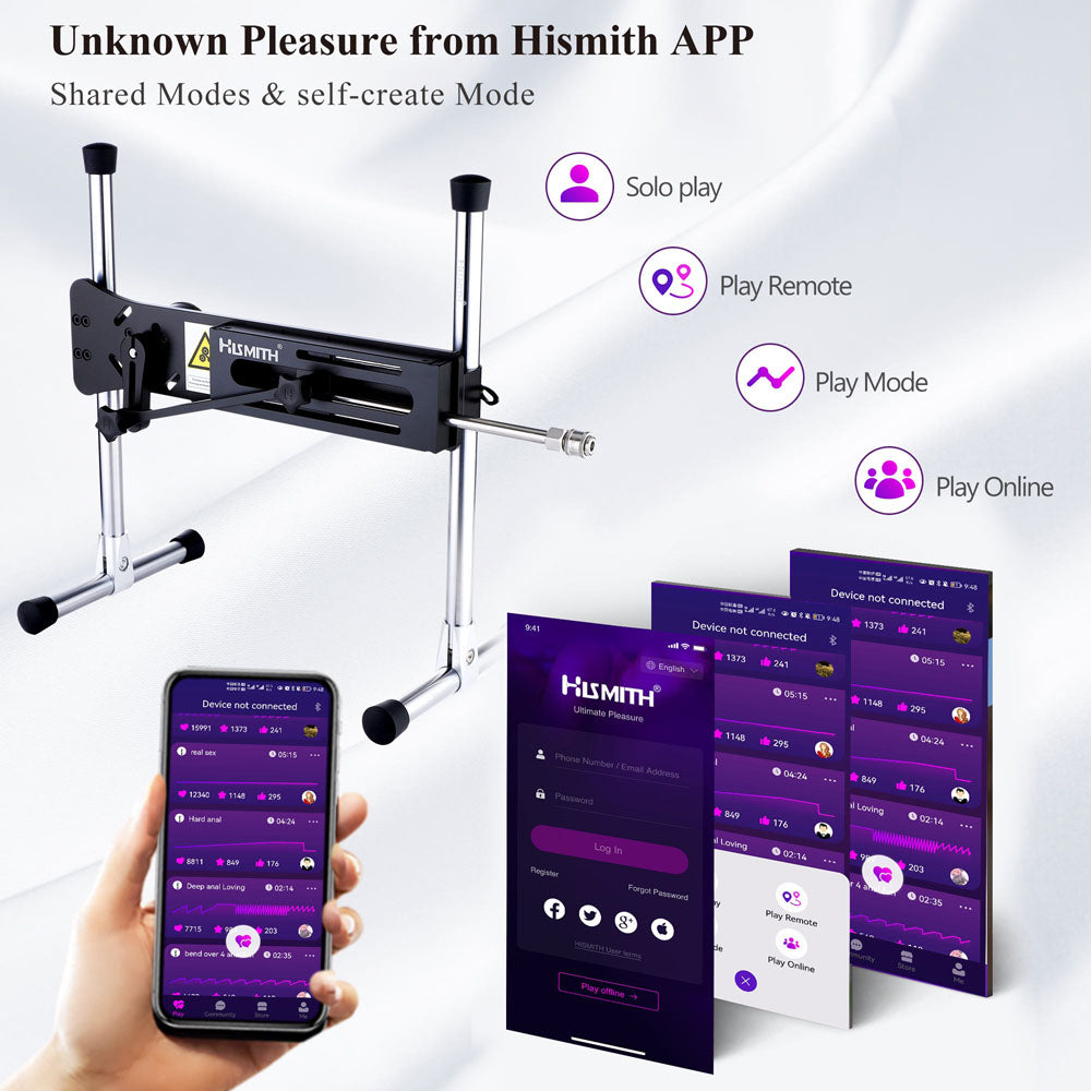 Hismith Premium 3.0 Sex Machine - Mains Powered Sex Machine with App Control and Remote – Black