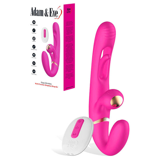 Adam & Eve ORGAZ-OHH-MATIC - 23.5 cm USB Rechargeable Strapless Strap-On with Remote