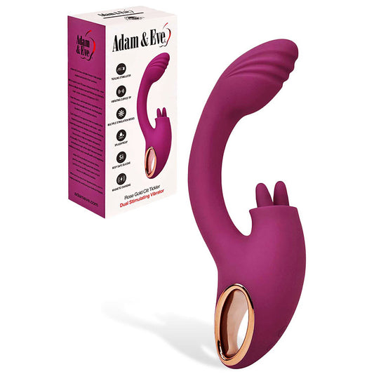 Adam & Eve ROSE GOLD CLIT TICKLER - 22 cm USB Rechargeable Rabbit Vibrator