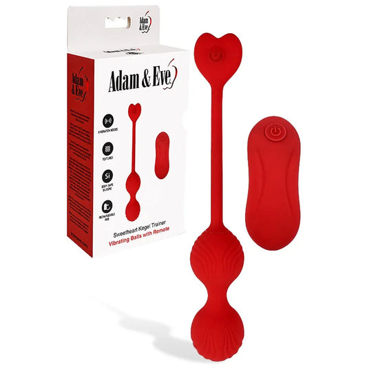 Adam & Eve SWEETHEART Kegel Trainer - USB Rechargeable Vibrating Kegel Balls with Remote