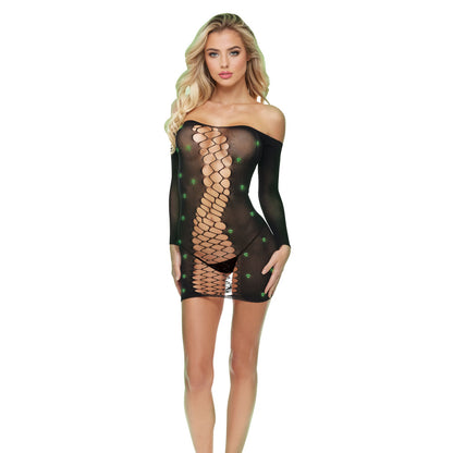 Lapdance Diamond Mesh Cutout Mini Dress – One Size