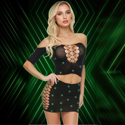 Lapdance Diamond Crop Top & Skirt Set – One Size