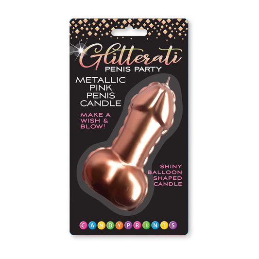 Glitterati Metallic Pink Penis Candle - 10 cm Penis Party Candle